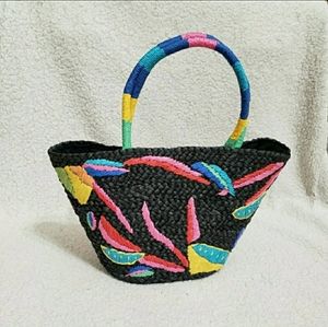 Tabitha Brown x Target Abstract Lemon Print Woven Straw Tote - NWT Black